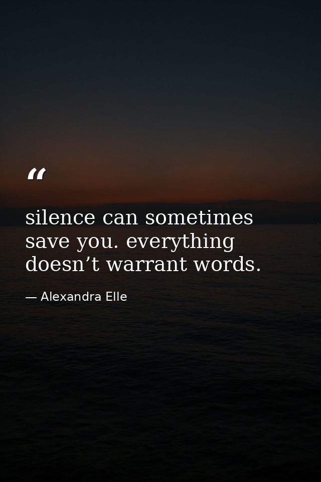 silence can sometimes save you. everything doesn’t warrant words. — Alexandra Elle