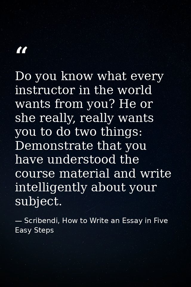 Do you know what every instructor in the world wants from you? He or she really, really wants you to do two things: Demo — Scribendi, How to Write an Essay in Five Easy Steps