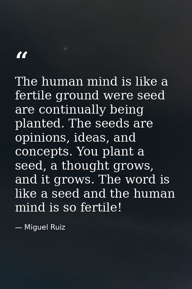 The human mind is like a fertile ground were seed are continually being planted. The seeds are opinions, ideas, and conc — Miguel Ruiz