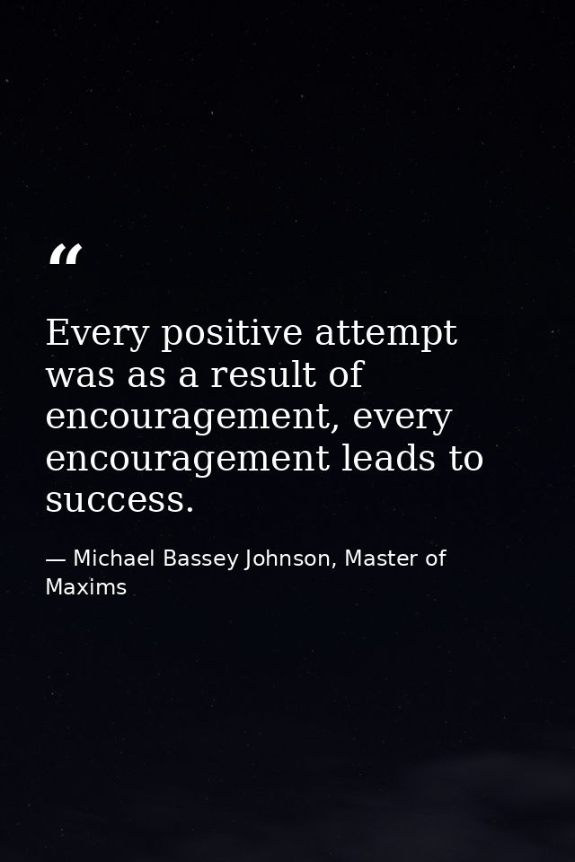 Every positive attempt was as a result of encouragement, every encouragement leads to success. — Michael Bassey Johnson, Master of Maxims