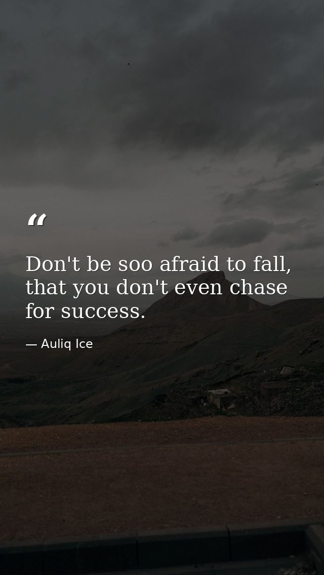 Don't be soo afraid to fall, that you don't even chase for success. — Auliq Ice