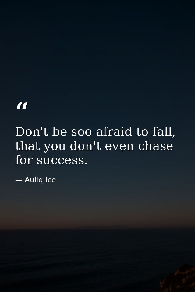 Don't be soo afraid to fall, that you don't even chase for success. — Auliq Ice