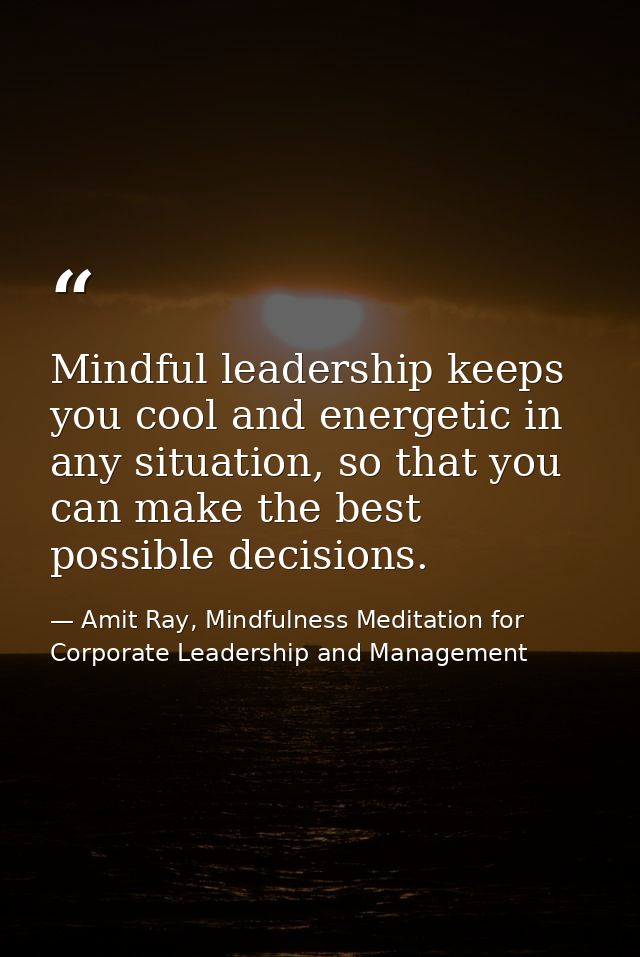 Mindful leadership keeps you cool and energetic in any situation, so that you can make the best possible decisions. — Amit Ray, Mindfulness Meditation for Corporate Leadership and Management