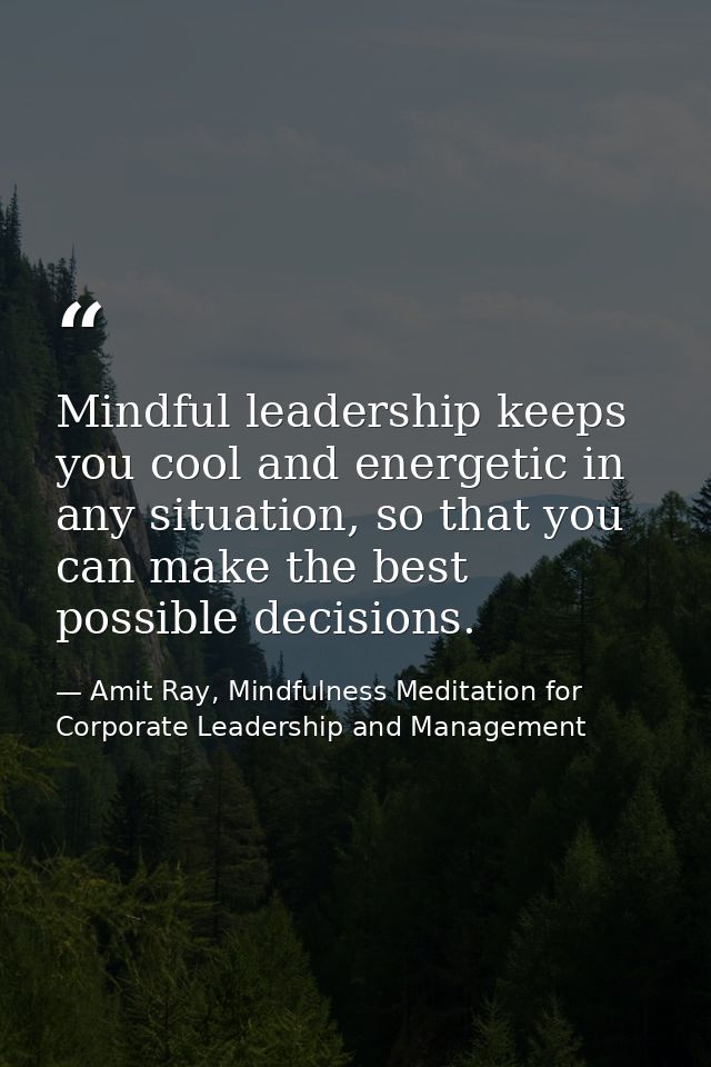 Mindful leadership keeps you cool and energetic in any situation, so that you can make the best possible decisions. — Amit Ray, Mindfulness Meditation for Corporate Leadership and Management