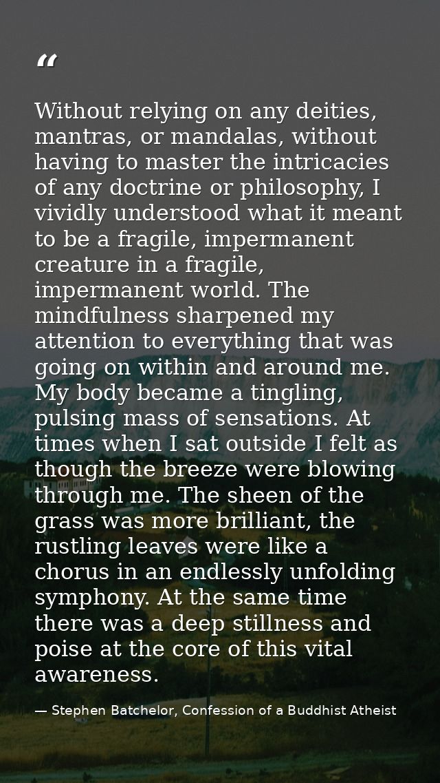 Without relying on any deities, mantras, or mandalas, without having to master the intricacies of any doctrine or philos — Stephen Batchelor, Confession of a Buddhist Atheist