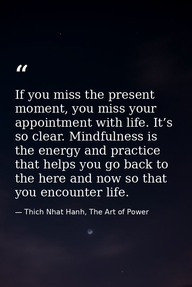 If you miss the present moment, you miss your appointment with life. It’s so clear. Mindfulness is the energy and practi — Thich Nhat Hanh, The Art of Power
