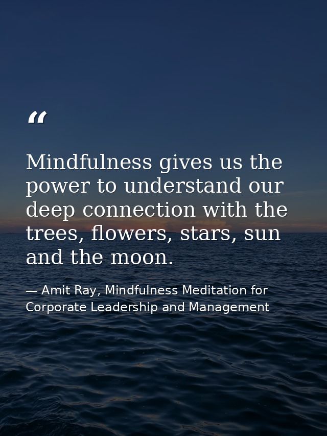 Mindfulness gives us the power to understand our deep connection with the trees, flowers, stars, sun and the moon. — Amit Ray, Mindfulness Meditation for Corporate Leadership and Management