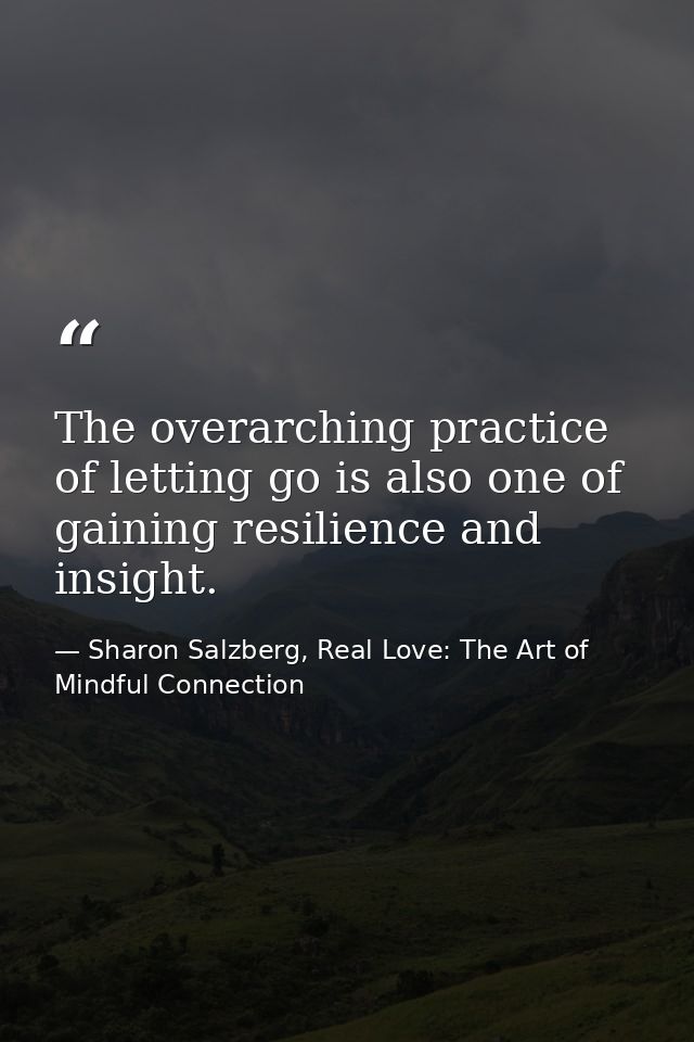 The overarching practice of letting go is also one of gaining resilience and insight. — Sharon Salzberg, Real Love: The Art of Mindful Connection