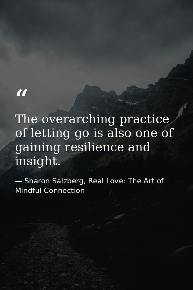 The overarching practice of letting go is also one of gaining resilience and insight. — Sharon Salzberg, Real Love: The Art of Mindful Connection