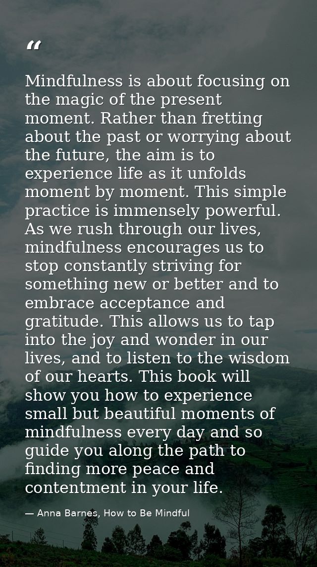 Mindfulness is about focusing on the magic of the present moment. Rather than fretting about the past or worrying about  — Anna Barnes, How to Be Mindful