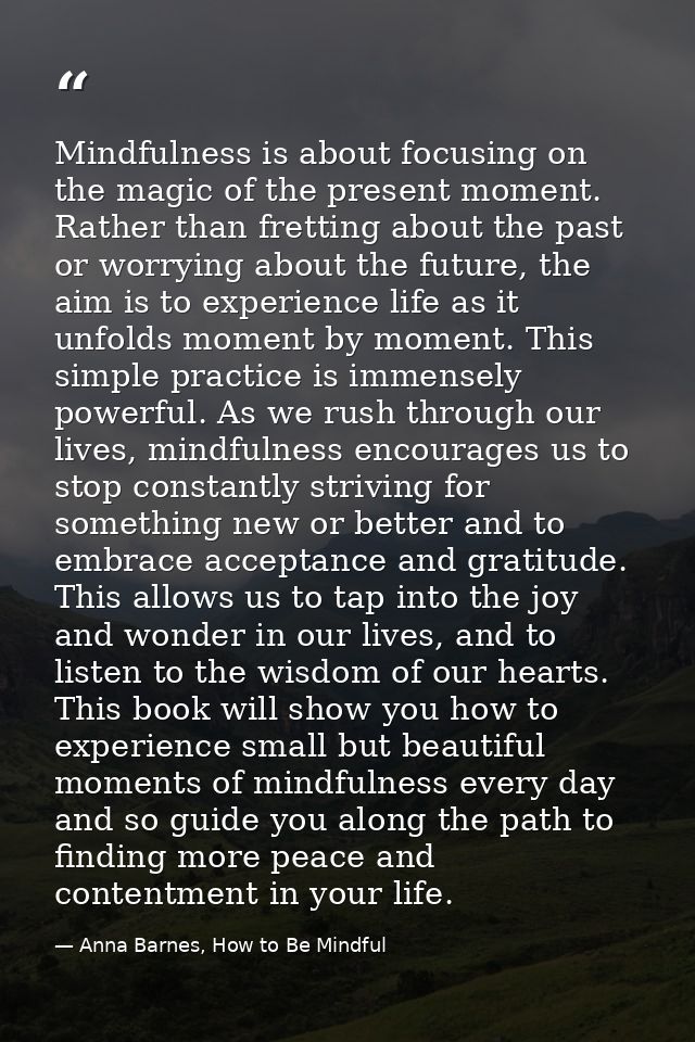 Mindfulness is about focusing on the magic of the present moment. Rather than fretting about the past or worrying about  — Anna Barnes, How to Be Mindful