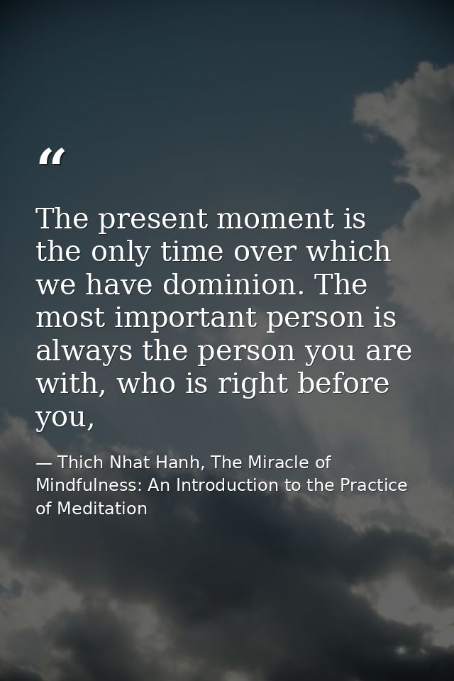 The present moment is the only time over which we have dominion. The most important person is always the person you are  — Thich Nhat Hanh, The Miracle of Mindfulness: An Introduction to the Practice of Meditation