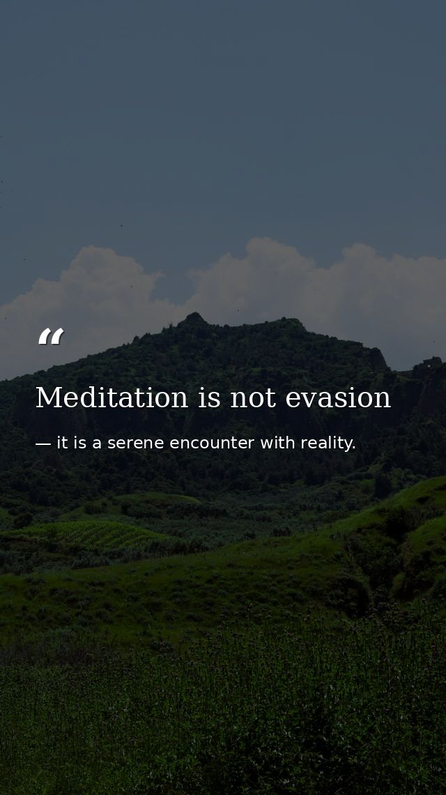Meditation is not evasion — it is a serene encounter with reality.