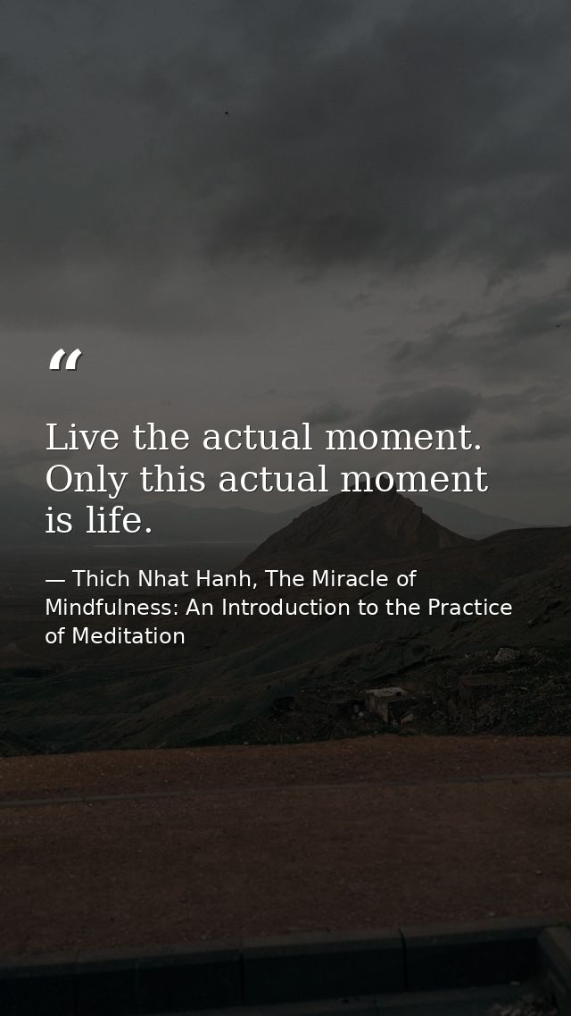 Live the actual moment. Only this actual moment is life. — Thich Nhat Hanh, The Miracle of Mindfulness: An Introduction to the Practice of Meditation