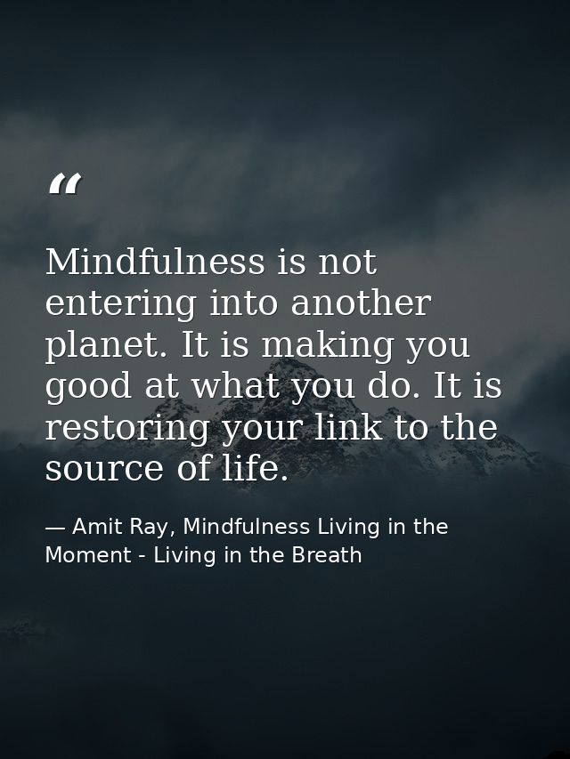 Mindfulness is not entering into another planet. It is making you good at what you do. It is restoring your link to the  — Amit Ray, Mindfulness Living in the Moment - Living in the Breath