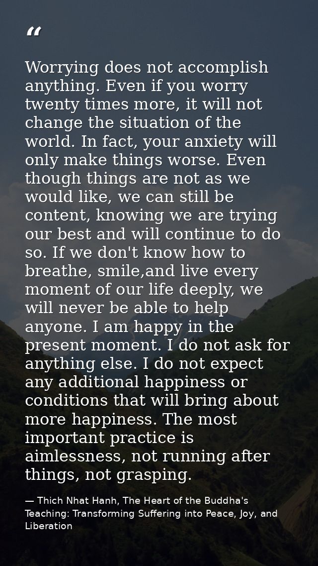 Worrying does not accomplish anything. Even if you worry twenty times more, it will not change the situation of the worl — Thich Nhat Hanh, The Heart of the Buddha's Teaching: Transforming Suffering into Peace, Joy, and Liberation