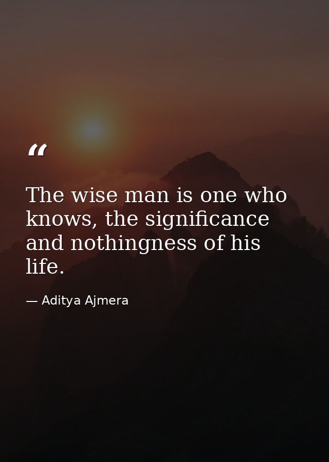 The wise man is one who knows, the significance and nothingness of his life. — Aditya Ajmera