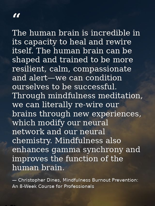 The human brain is incredible in its capacity to heal and rewire itself. The human brain can be shaped and trained to be — Christopher Dines, Mindfulness Burnout Prevention: An 8-Week Course for Professionals
