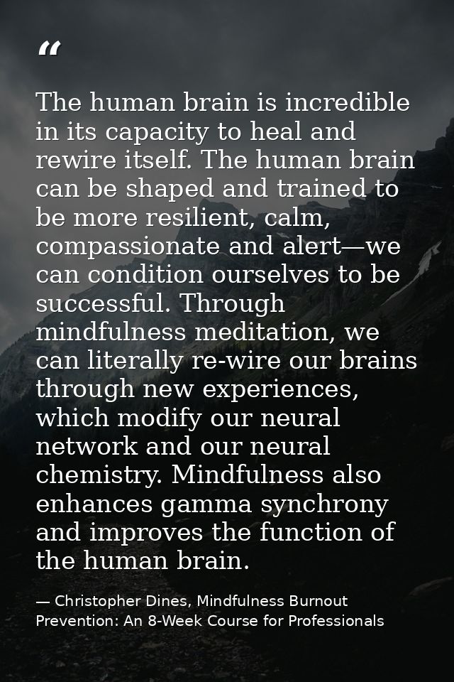 The human brain is incredible in its capacity to heal and rewire itself. The human brain can be shaped and trained to be — Christopher Dines, Mindfulness Burnout Prevention: An 8-Week Course for Professionals