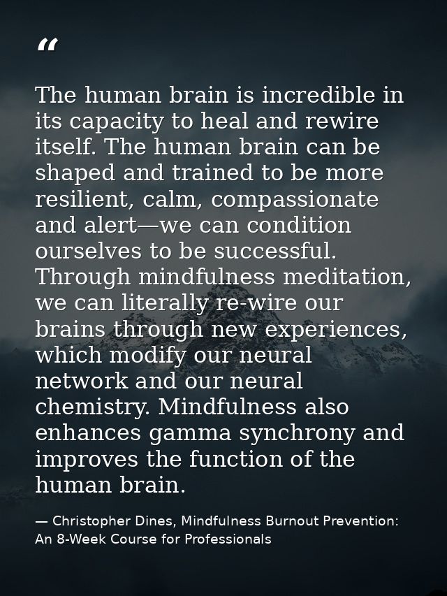The human brain is incredible in its capacity to heal and rewire itself. The human brain can be shaped and trained to be — Christopher Dines, Mindfulness Burnout Prevention: An 8-Week Course for Professionals
