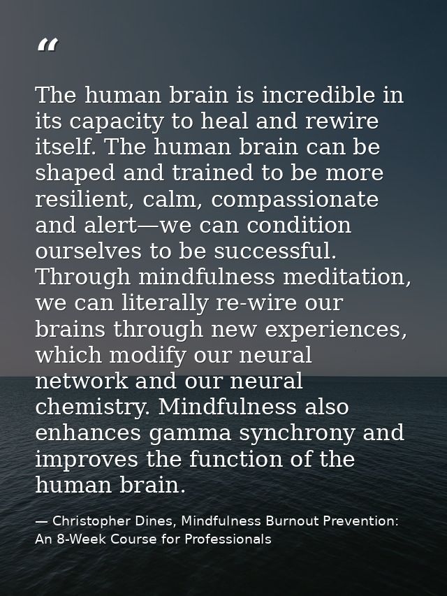 The human brain is incredible in its capacity to heal and rewire itself. The human brain can be shaped and trained to be — Christopher Dines, Mindfulness Burnout Prevention: An 8-Week Course for Professionals