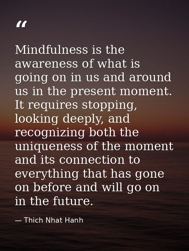 Mindfulness is the awareness of what is going on in us and around us in the present moment. It requires stopping, lookin — Thich Nhat Hanh