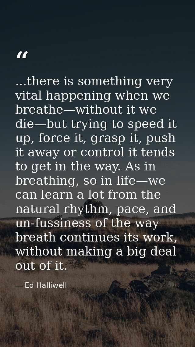 ...there is something very vital happening when we breathe—without it we die—but trying to speed it up, force it, grasp  — Ed Halliwell