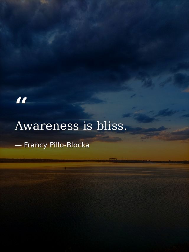 Awareness is bliss. — Francy Pillo-Blocka