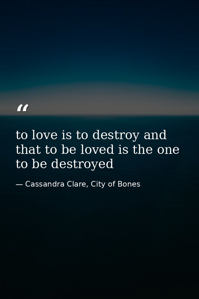 to love is to destroy and that to be loved is the one to be destroyed — Cassandra Clare, City of Bones