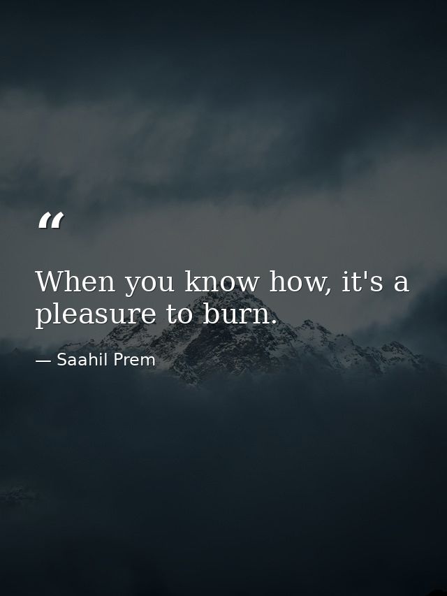 When you know how, it's a pleasure to burn. — Saahil Prem