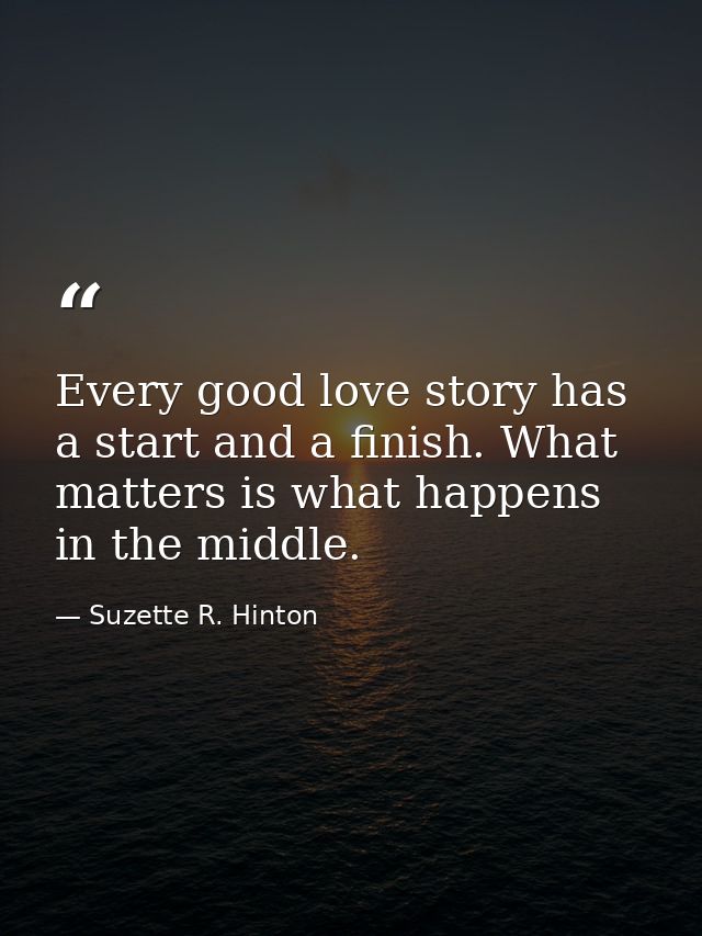 Every good love story has a start and a finish. What matters is what happens in the middle. — Suzette R. Hinton