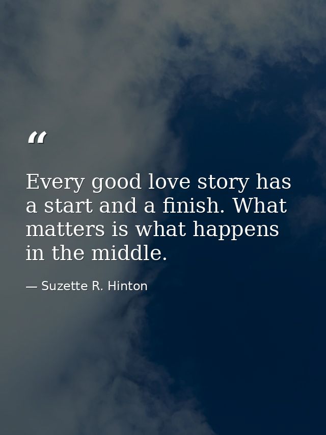 Every good love story has a start and a finish. What matters is what happens in the middle. — Suzette R. Hinton