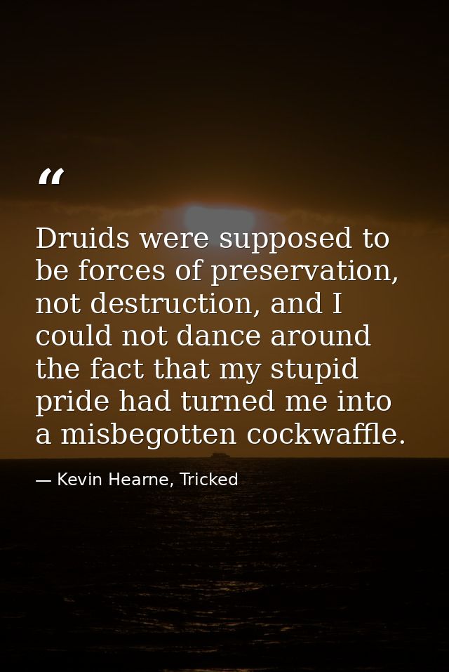 Druids were supposed to be forces of preservation, not destruction, and I could not dance around the fact that my stupid — Kevin Hearne, Tricked
