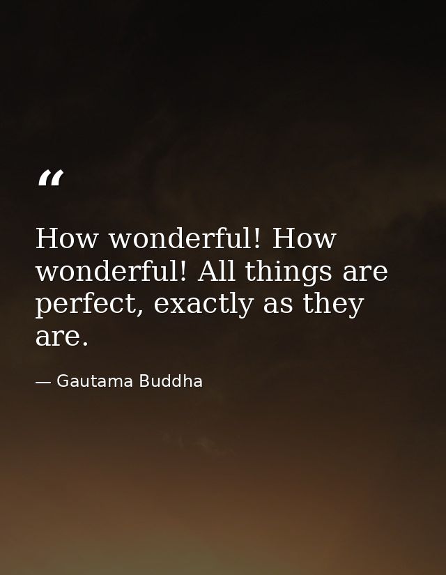 How wonderful! How wonderful! All things are perfect, exactly as they are. — Gautama Buddha