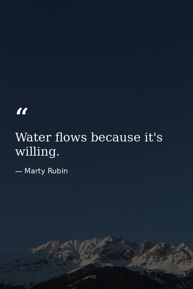 Water flows because it's willing. — Marty Rubin