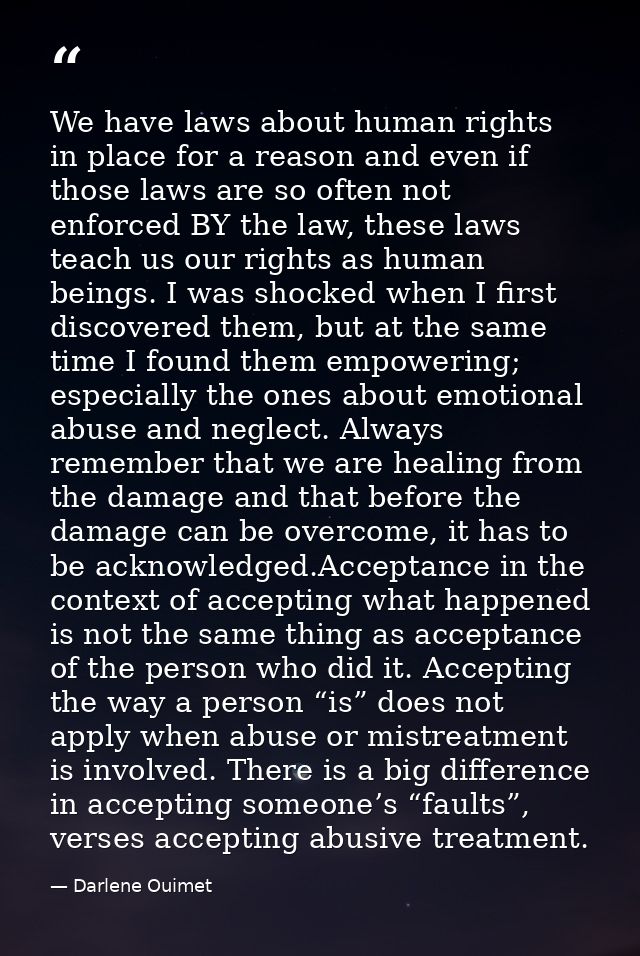 We have laws about human rights in place for a reason and even if those laws are so often not enforced BY the law, these — Darlene Ouimet
