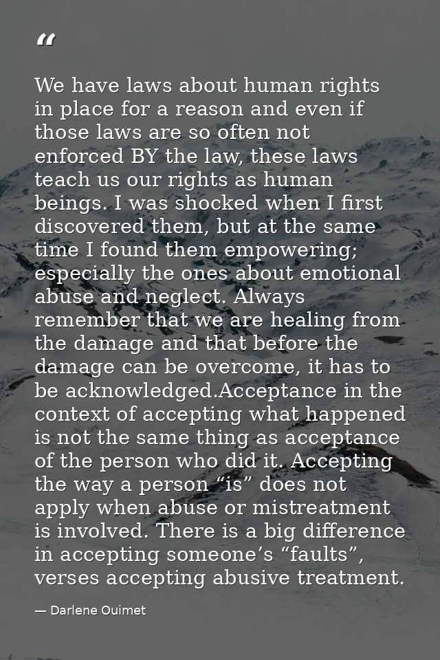 We have laws about human rights in place for a reason and even if those laws are so often not enforced BY the law, these — Darlene Ouimet