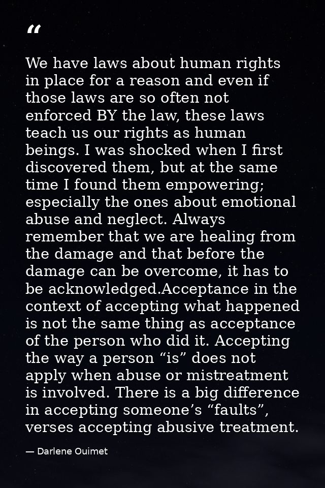We have laws about human rights in place for a reason and even if those laws are so often not enforced BY the law, these — Darlene Ouimet