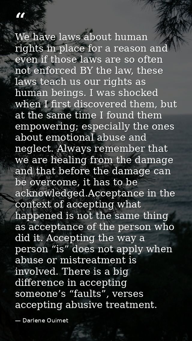 We have laws about human rights in place for a reason and even if those laws are so often not enforced BY the law, these — Darlene Ouimet