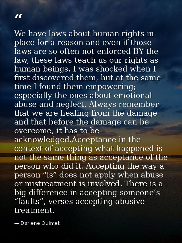 We have laws about human rights in place for a reason and even if those laws are so often not enforced BY the law, these — Darlene Ouimet