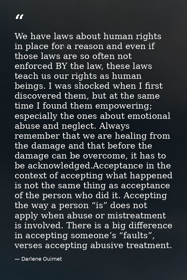 We have laws about human rights in place for a reason and even if those laws are so often not enforced BY the law, these — Darlene Ouimet