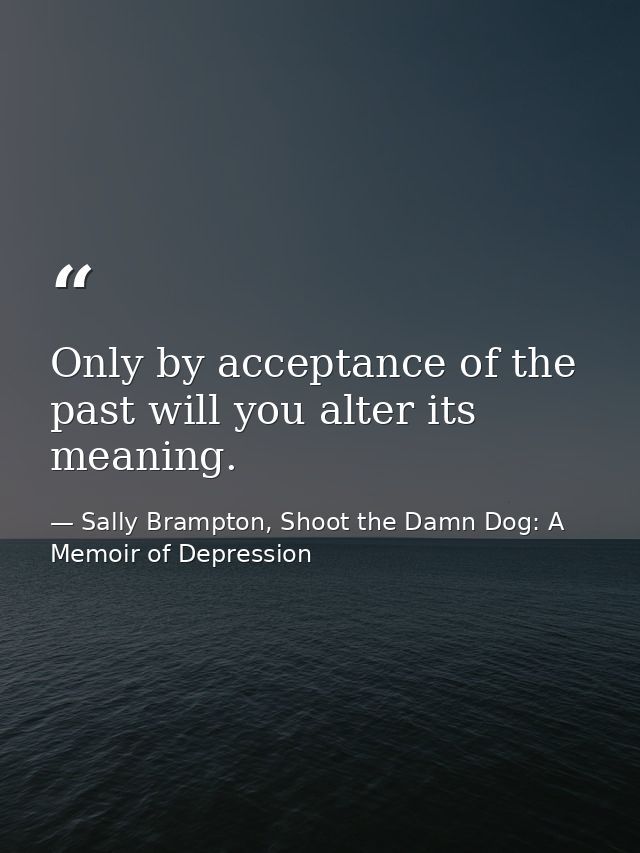 Only by acceptance of the past will you alter its meaning. — Sally Brampton, Shoot the Damn Dog: A Memoir of Depression