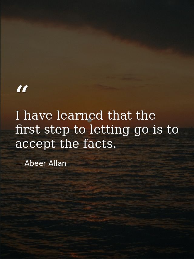 I have learned that the first step to letting go is to accept the facts. — Abeer Allan