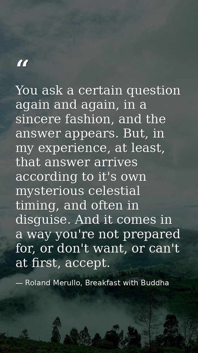 You ask a certain question again and again, in a sincere fashion, and the answer appears. But, in my experience, at leas — Roland Merullo, Breakfast with Buddha