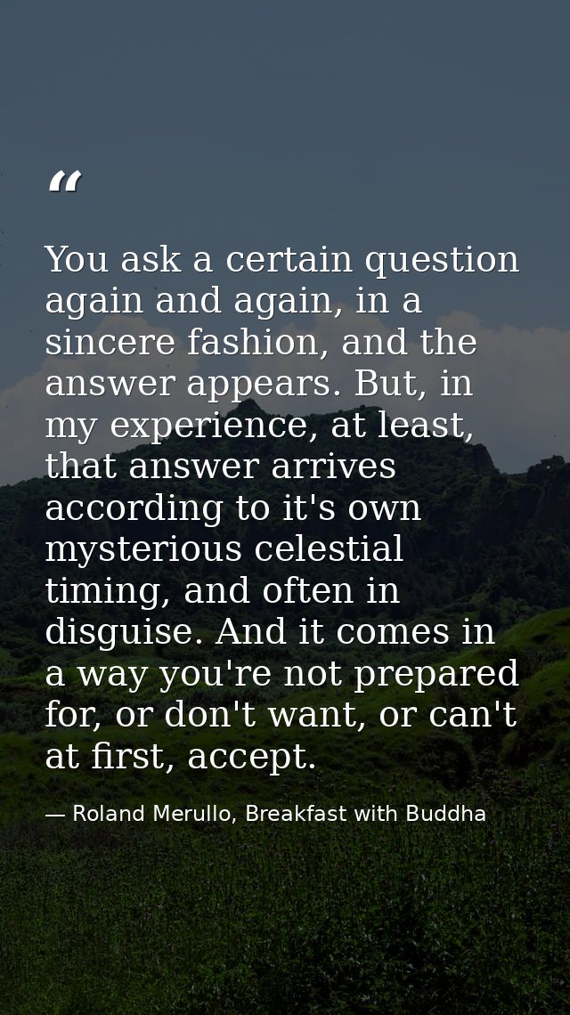 You ask a certain question again and again, in a sincere fashion, and the answer appears. But, in my experience, at leas — Roland Merullo, Breakfast with Buddha