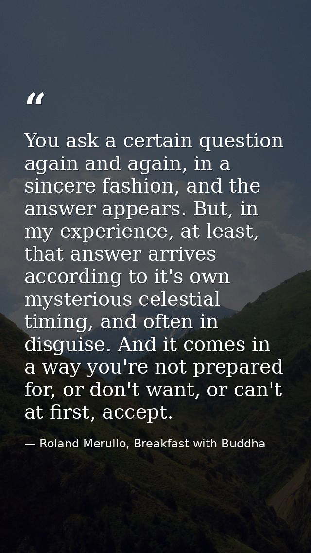 You ask a certain question again and again, in a sincere fashion, and the answer appears. But, in my experience, at leas — Roland Merullo, Breakfast with Buddha