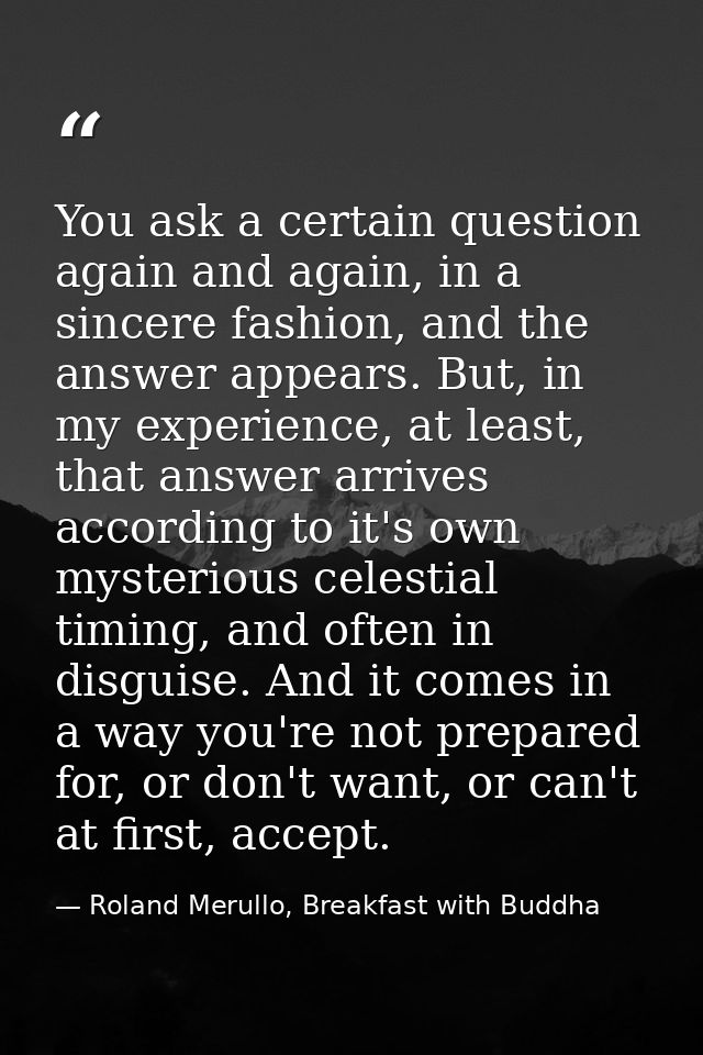 You ask a certain question again and again, in a sincere fashion, and the answer appears. But, in my experience, at leas — Roland Merullo, Breakfast with Buddha