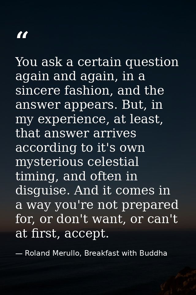 You ask a certain question again and again, in a sincere fashion, and the answer appears. But, in my experience, at leas — Roland Merullo, Breakfast with Buddha
