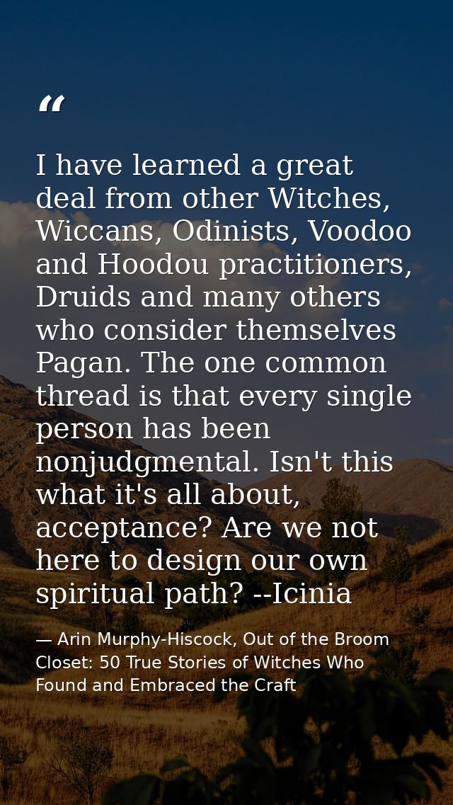 I have learned a great deal from other Witches, Wiccans, Odinists, Voodoo and Hoodou practitioners, Druids and many othe — Arin Murphy-Hiscock, Out of the Broom Closet: 50 True Stories of Witches Who Found and Embraced the Craft