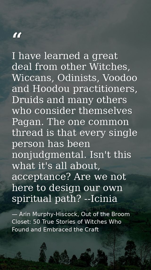 I have learned a great deal from other Witches, Wiccans, Odinists, Voodoo and Hoodou practitioners, Druids and many othe — Arin Murphy-Hiscock, Out of the Broom Closet: 50 True Stories of Witches Who Found and Embraced the Craft